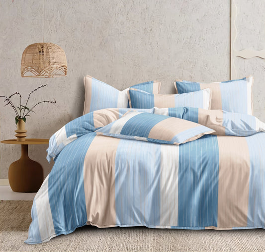 Blue & White Diva King Size Print Double Bed Soft Glace Cotton Bedsheet With 2 Pillow Cover ( 108 X108 inches)